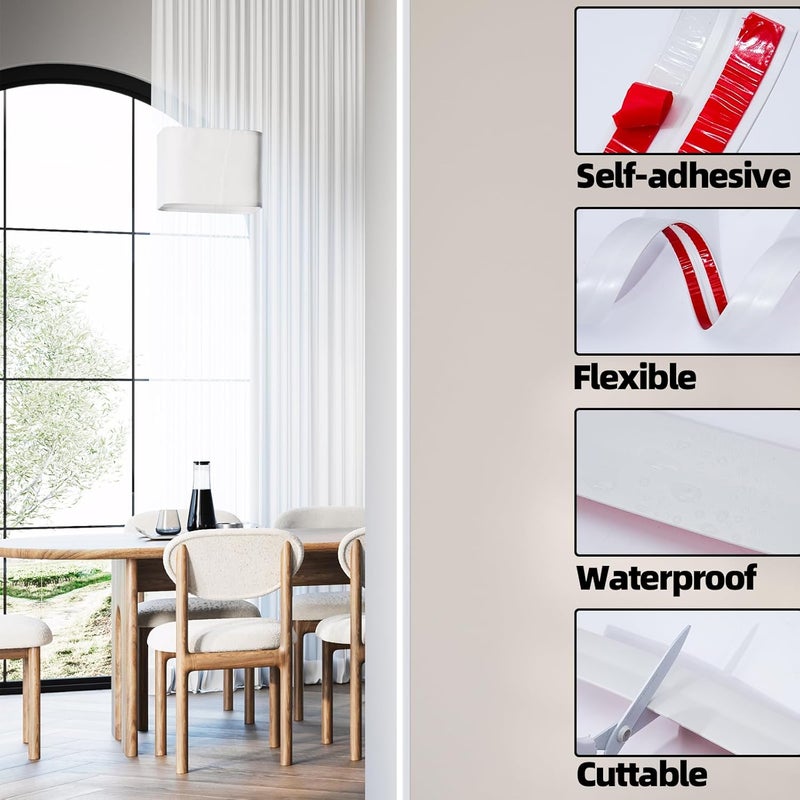 JSIWOTH 20Ft Peel and Stick Molding Trim, Flexible 1.57in Self-Adhesive Wall Trim, Inside & Outside Corner Protector, Baseboard Edge Guard for Walls, Windows, Tables, DIY Home Decoration - Image 5